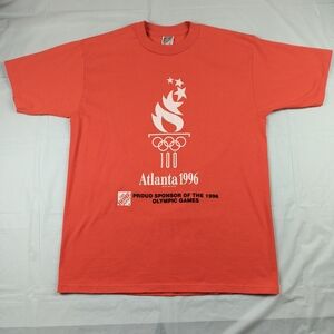 VTG 1996 Atlanta Olympic Games T Shirt Home Depot Orange USA Made Adult Large